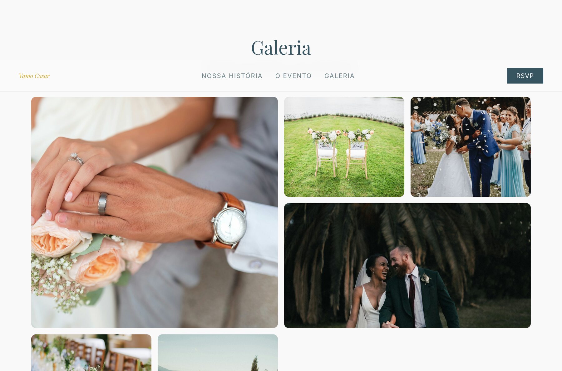 Galeria de fotos no site do casal