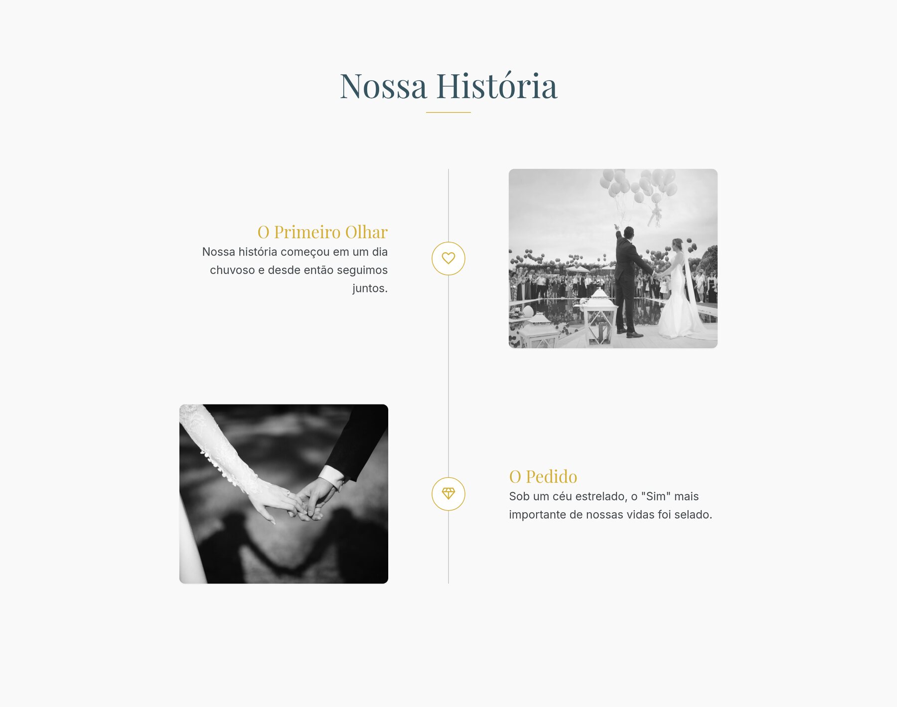 Seção Nossa História do site do casal