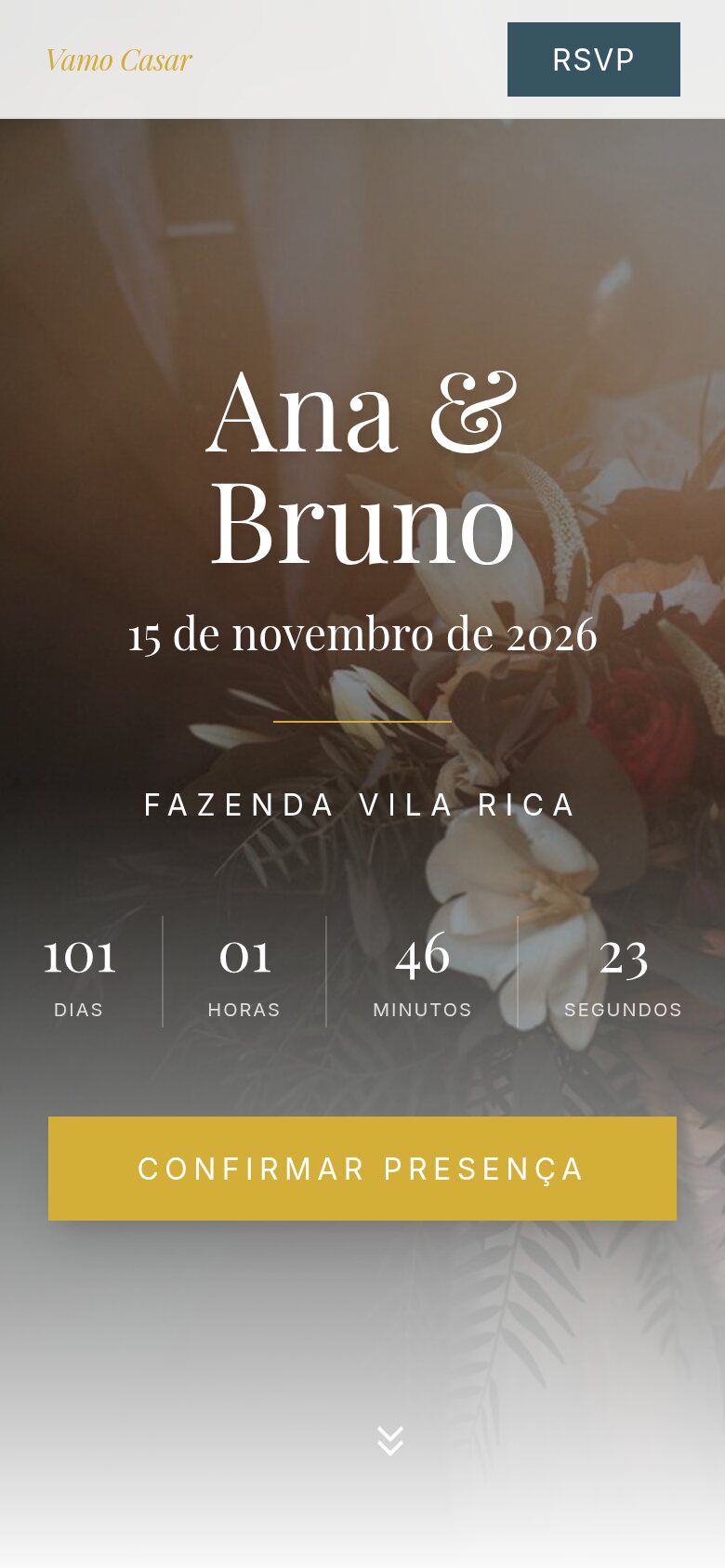 Site do casal aberto no celular
